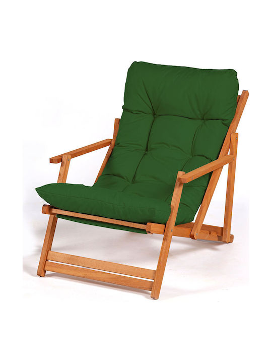 Deckchairs Wooden with Green Fabric 66x48x110cm
