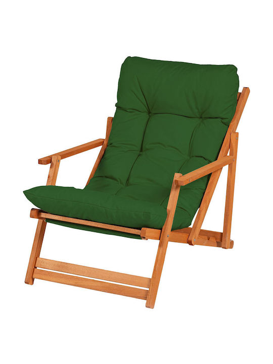 Deckchairs Wooden with Green Fabric 66x48x110cm