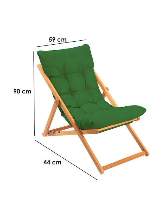 Deckchairs Wooden with Green Fabric 59x44x90cm