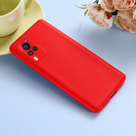 Solid Color Umschlag Rückseite Silikon Rot (Vivo X60 Pro 5G)