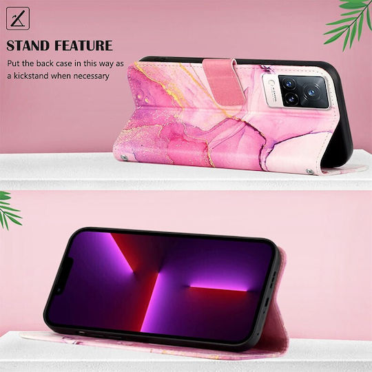 Marble Pattern Wallet Δερματίνης Ροζ (Vivo V21 5G)