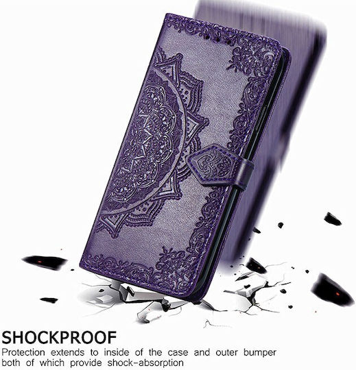 Mandala Flower Embossed Портмоне Изкуствена кожа Лилав (Galaxy Z Fold 3)