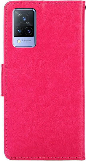 Crystal Texture Wallet Synthetic Leather Fuchsia (Vivo V21 5G)