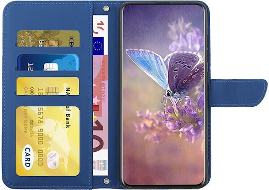 Skin Feel Butterfly Peony Wallet Δερματίνης Μπλε (Vivo V21 5G)