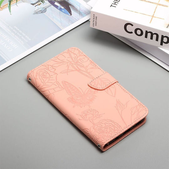 Skin Feel Butterfly Peony Wallet Δερματίνης Ροζ (Vivo V21 5G)