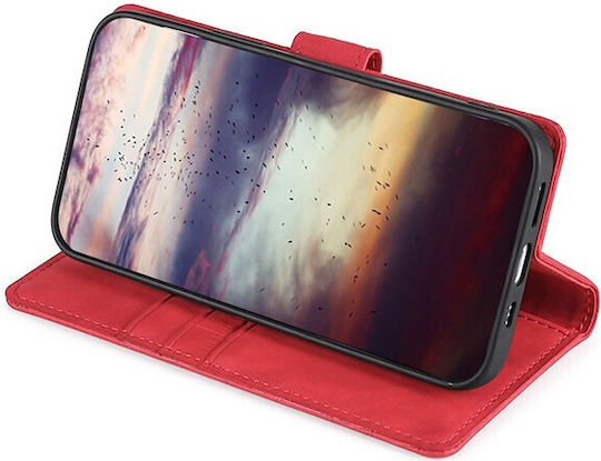 Skin Feel Crocodile Texture Magnetic Book Synthetic Leather Red (Vivo X60 Pro 5G)