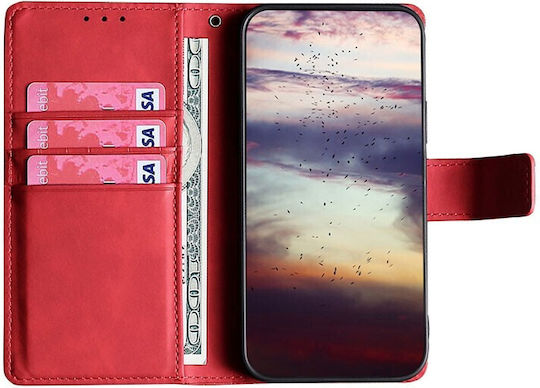 Skin Feel Crocodile Texture Magnetic Book Synthetic Leather Red (Vivo X60 Pro 5G)