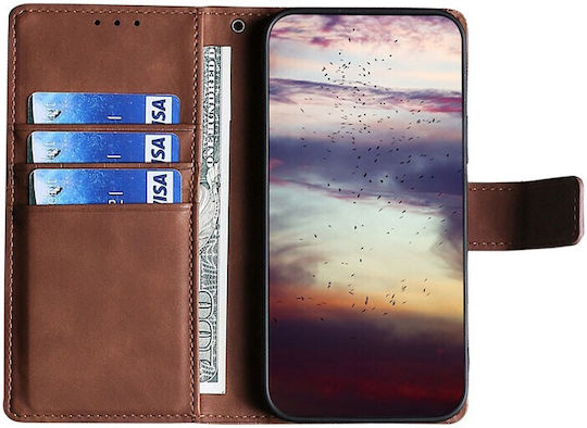 Skin Feel Crocodile Texture Magnetic Book Synthetic Leather Brown (Vivo X60 Pro 5G)