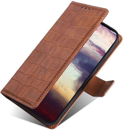 Skin Feel Crocodile Texture Magnetic Book Synthetic Leather Brown (Vivo X60 Pro 5G)