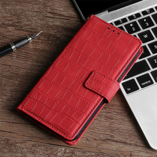 Skin Feel Crocodile Brieftasche Synthetisches Leder Rot (Vivo V21 5G)