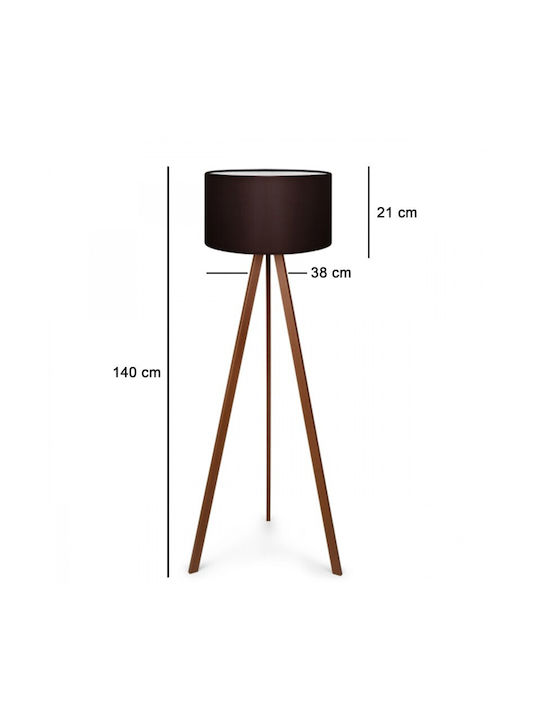 GloboStar Saga Floor Lamp H140xW38cm. with Socket for Bulb E27 Brown