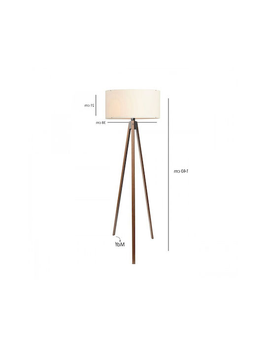 GloboStar Saga Floor Lamp H140xW38cm. with Socket for Bulb E27 Beige
