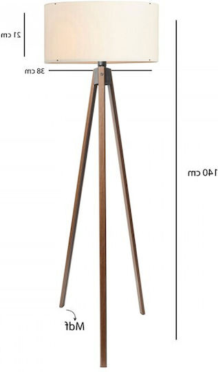 GloboStar Saga Stehleuchte H140xB38cm. mit Fassung für Lampe E27 Beige