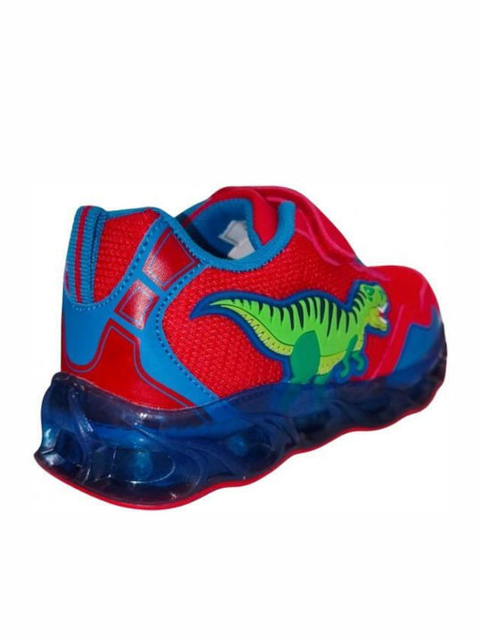 Παιδικά Sneakers με Σκρατς & Φωτάκια Κόκκινα
