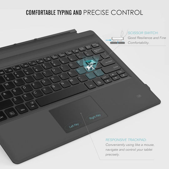 Surface Pro 7 Plus 7 6 Fără fir Bluetooth Tastatură cu touchpad pentru Tabletă Engleză Internațională Gri