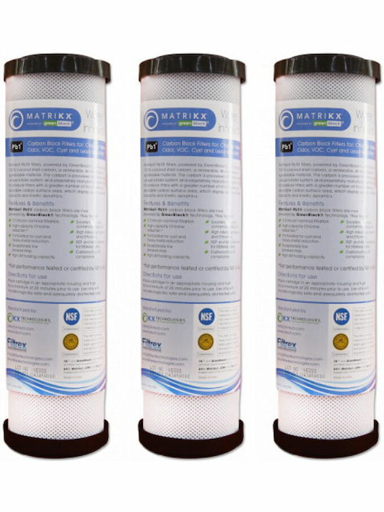 Matrikx Countertop and Under Sink Water Filter Replacement made of Activated Carbon 10" 0.5 μm 3pcs