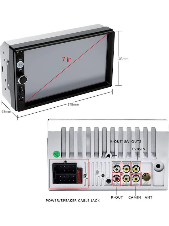 Podofo Car Radio Stereo 7-inch Touch Screen Bluetooth Audio Streaming 7023b Control Radio