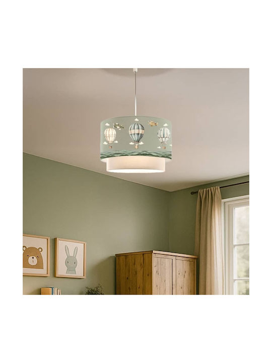 Kids Fabric Single Ceiling Light E27 Green 30x20cm