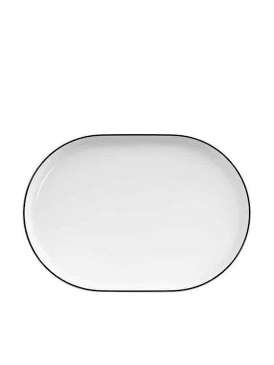 e-exoplismos Servierplatte Oval aus Porzellan Schwarz 29x20cm 6Stück