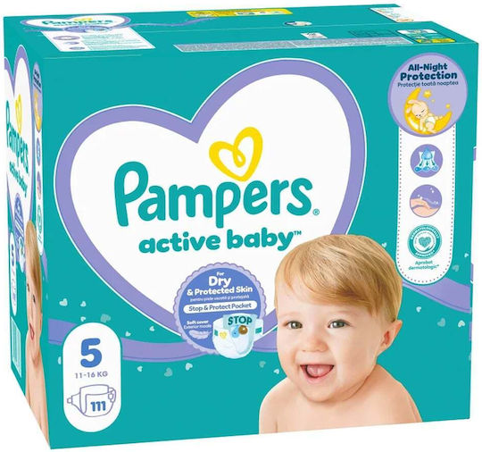 Pampers Πάνες με Αυτοκόλλητο Active Baby No. 5 για 11-16kg 111τμχ