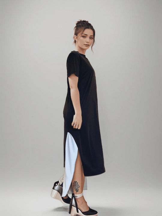 Sommer Midi Damenkleid Schwarz