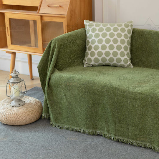 My Home Luxury Pommard Decken & Couchdecken Zweisitzer-Sofa Überwurf Jacquard 180x240cm Grünes C1
