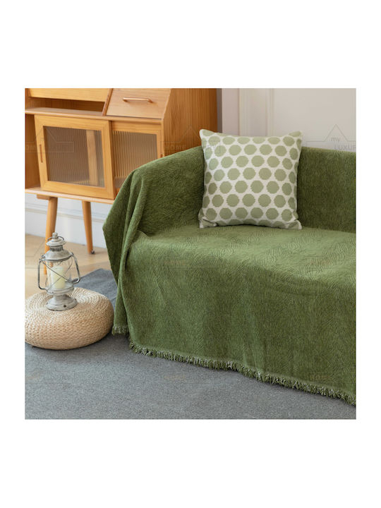 My Home Luxury Pommard Three-Seater Sofa Throw Jacquard 180x280cm Green C1