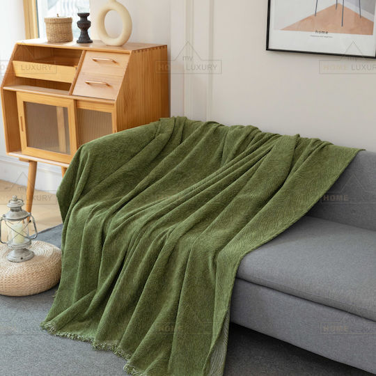 My Home Luxury Pommard Three-Seater Sofa Throw Jacquard 180x280cm Green C1