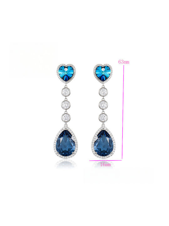 Chrysothemiss Women's Earrings Aphrodite's Tears Blue Crystal & Platinum Coating