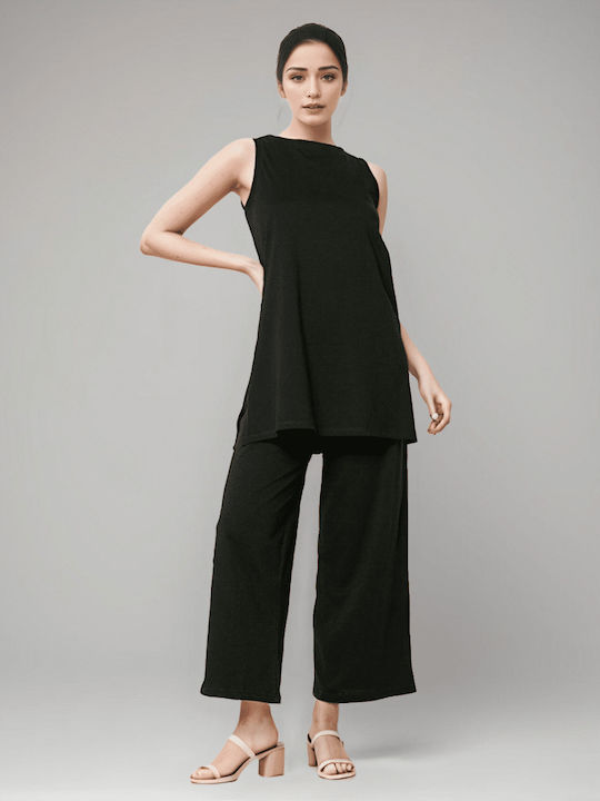 Femei Black Set cu Pantaloni