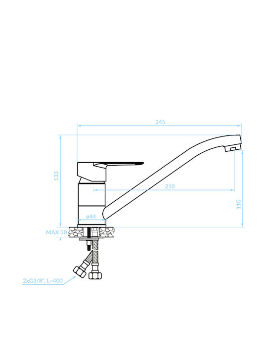 HomeMarkt Kitchen Faucet Silver HM4865 HomeMarkt Kitchen Faucet Silver HM4865