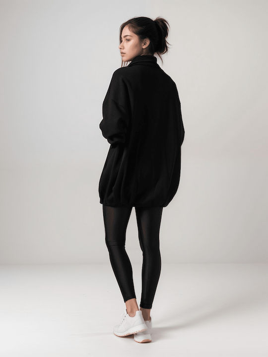 Long Women's Sweatshirt Jacket Black