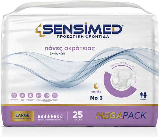 Sensimed Open Night Incontinence Diapers Giga Megapack 100 Units Large