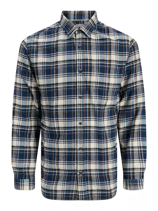 Long Sleeve Flannel Checked Blue Shirt