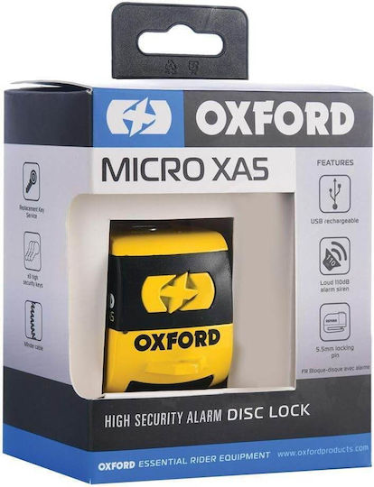 Oxford XA5 Катинар за мотоциклет с аларма и диаметър на бравата 5.5мм