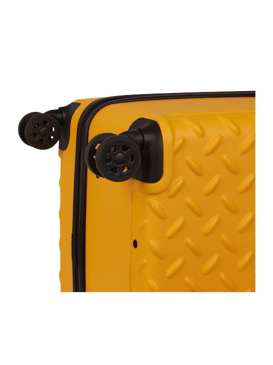 CAT Large Hard Yellow Suitcase with 4 Wheels Height 82cm