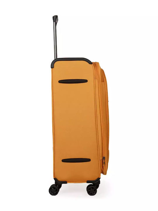 Newcom Large Fabric Orange Suitcase With 4 Wheels Height 71cm