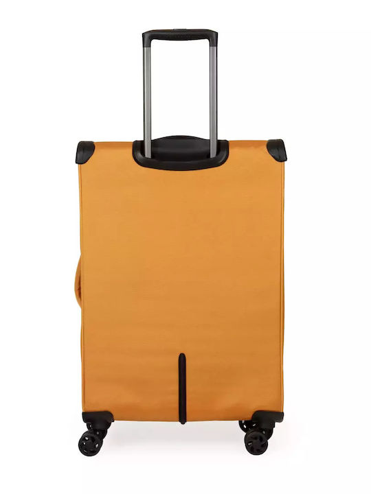 Newcom Large Fabric Orange Suitcase With 4 Wheels Height 71cm