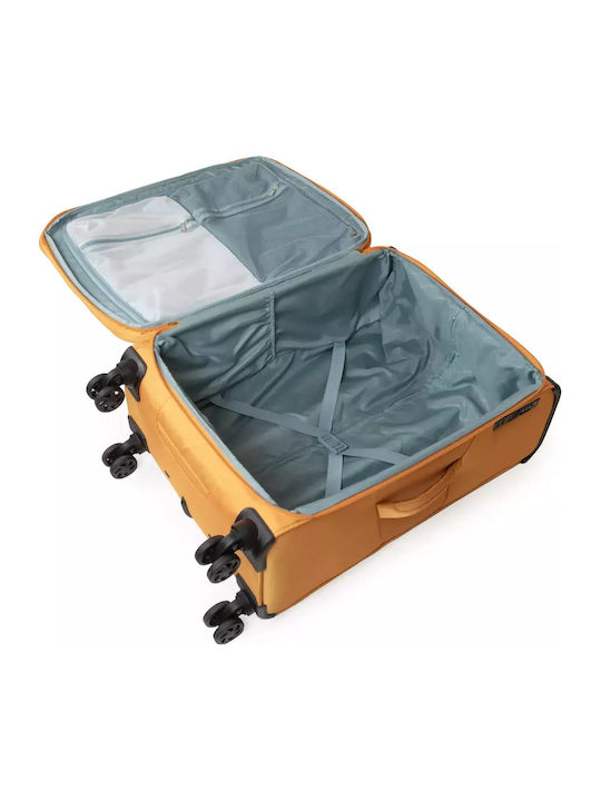 Newcom Large Fabric Orange Suitcase With 4 Wheels Height 71cm