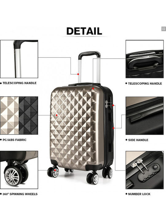Miss Lulu Cabin Hard Travel Suitcase Gold with 4 Wheels Height 55cm