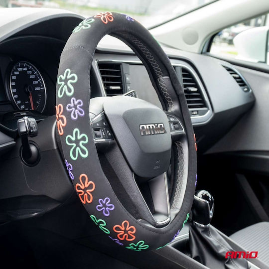 AMiO Калъф за волан на автомобил с диаметър 39см. Синтетичен Черен