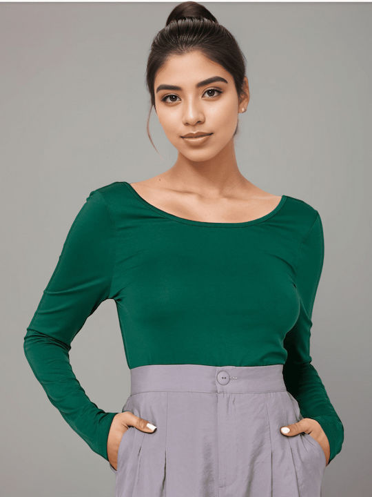 Damen Bluse Langärmelig Grün
