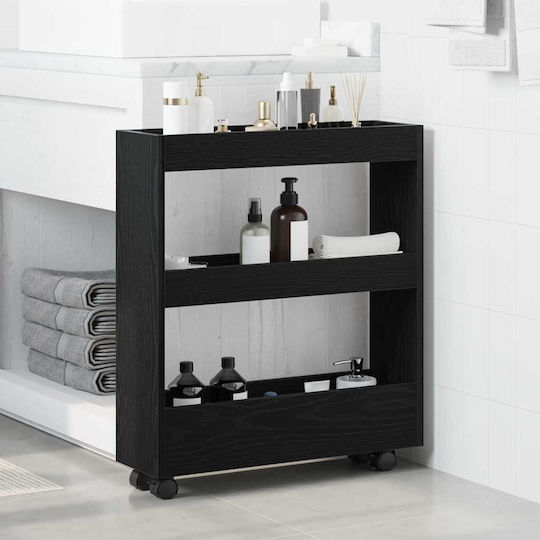 vidaXL Boden Badezimmerregal Hölzernes 70x60x18cm Schwarz