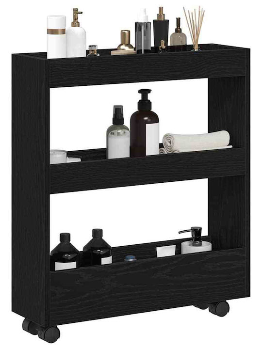 vidaXL Επιδαπέδια Ραφιέρα Μπάνιου Ξύλινη 70x60x18cm Μαύρη
