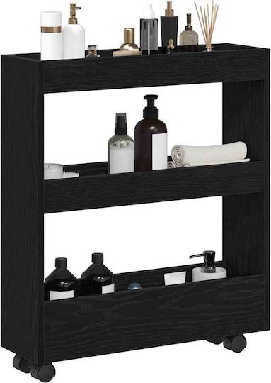 vidaXL Boden Badezimmerregal Hölzernes 70x60x18cm Schwarz