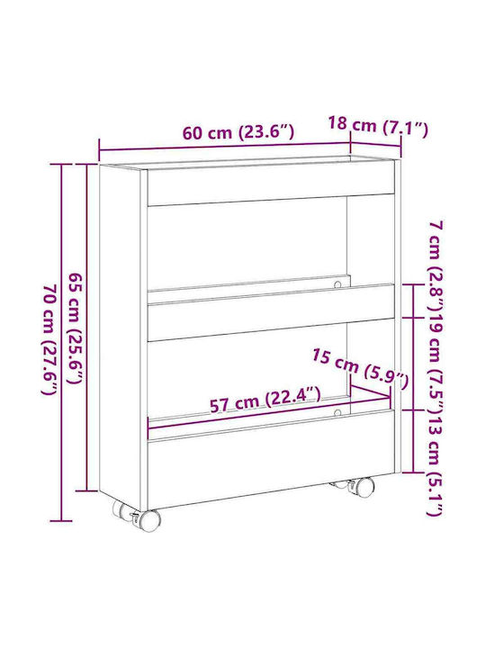 vidaXL Επιδαπέδια Ραφιέρα Μπάνιου Ξύλινη 70x60x18cm Μαύρη