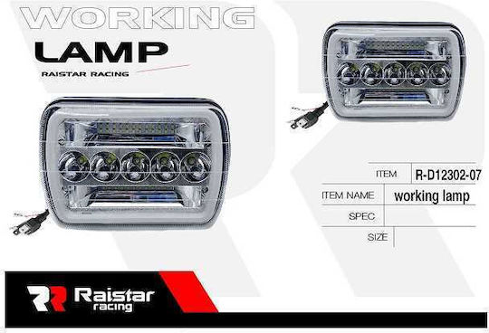 Raistar Rectangleς Headlights Car LED 45W 7cm with White Lighting 1pcs