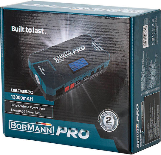 Bormann Pro BBC8520 Φορητός Εκκινητής Μπαταρίας Αυτοκινήτου 12000mAh με Power Bank / USB / Φακό 12V