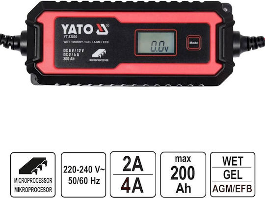 Yato Φορτιστής & Συντηρητής Μπαταρίας Αυτοκινήτου 6/12V