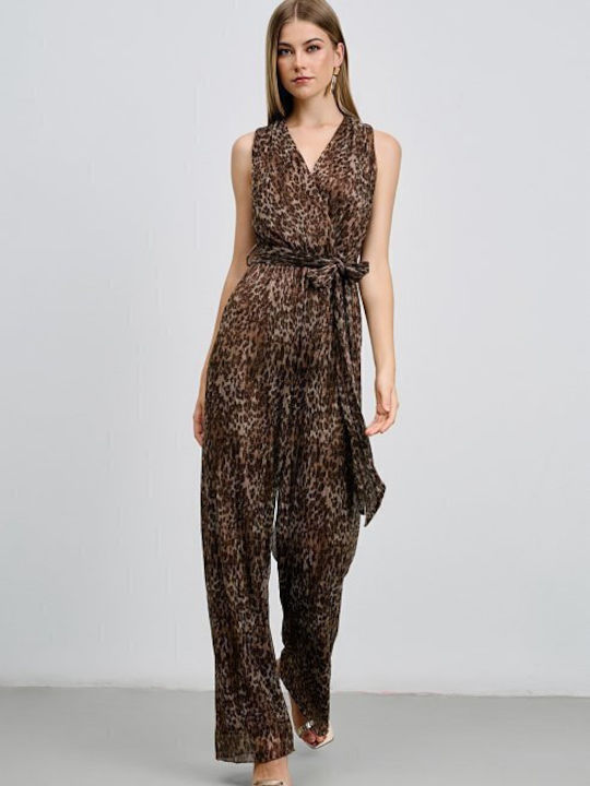 Women's Sleeveless One-piece Suit Leopard